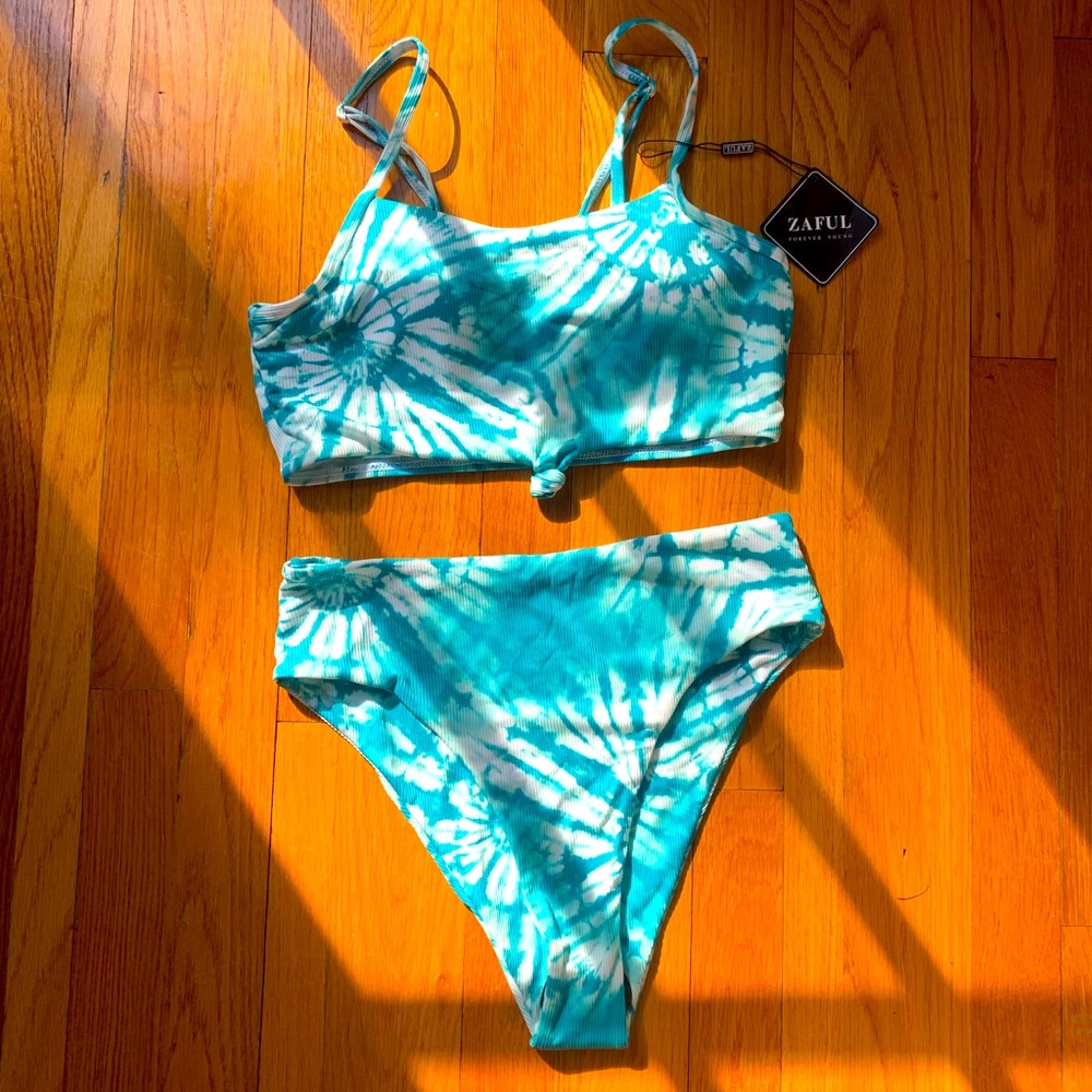 Zaful green tie dye bikini